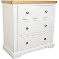 GROFurniture Snow White Solid Small Chest of Drawer, 3 Drawer Chest of Drawer, Painted Bedroom Furniture, Large Bedside Table, Chest of Drawer for Bedroom Storage, Ready Assembled