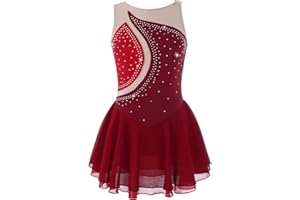 Agoky Ragazza Vestito Pattinaggio Artistico Strass Leotards Vestito da Balletto Body da Danza Classica Costumi di Danza Abito da Ballo Latino Jazz Dancewear