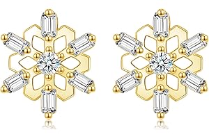 Cangall Srebrne świąteczne kolczyki sztyfty dla kobiet, srebro 925, renifer i płatek śniegu, 11 mm, hipoalergiczne, do chrząstki, z pudełkiem prezentowym, na zimę, przyjęcie bożonarodzeniowe