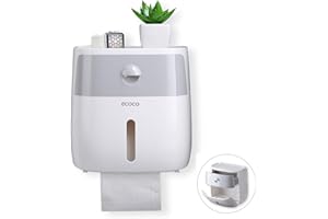 Meiyijia - porta carta igienica,Portarotolo a parete,Portarotoli e dispenser per rotolo di carta impermeabili/antipolvere,Autoadesivo,Bianco + grigio