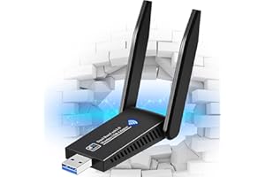 Trahoo Clé WiFi, AC1300Mbps Clé WiFi pour PC, USB 3.0 Double Bande Dongle WiFi 2.4G / 5GHz, 5dBi Double Antenne WiFi PC, Compatible avec Windows 11/10/7/8/8.1/XP/Vista/Mac OS 10.9-10.15
