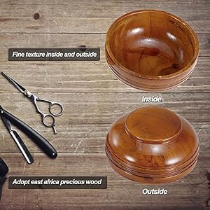 Anself Wooden Shaving Brush Bowl Shaving Mug Shave Cream Soap Cup with Cover - Image 4