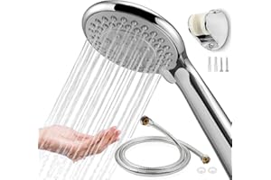Shower-Head-Universal-1.7M-Hose-with-Holder-Set-Replacement, BauTangLe 2025 Upgraded Shower Head, Enjoy 5 Settings for Showers
