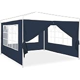 Relaxdays Set of 4 Side Gazebos, 2 x 3 m, Gazebo Curtains with Window, Closure, Waterproof, Panels, Polyethylene, Blue
