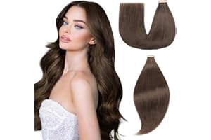 EINbeauty Extension Cheveux Naturel Adhesif 20pcs Tape In Hair Extension Cheveux Humain Adhesif(24Pouce,2#) 60cm 50g Brun Foncé
