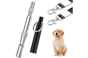 KIPTVO 2PCS Dog Whistles for Recall, Whistles for Dog Training, Whistle to Stop Dog Barking, Ultrasonic Whistle, Professional Dog Whistle, for Dog whistle to Stop Barking，Black and Silver Stainless Steel Dog