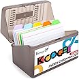 Koogel 3x5 Index Card Box - Organiser Case with 10 Plastic Dividers and 100 Ruled Index Cards