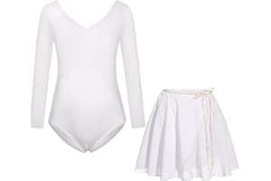 FONLAM Robe Justaucorps de Ballet Danse pour Fille Manche Longue Justaucorps Gymnastique Coton Léotard Ballet Tutu Danse Fille