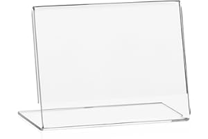 10 unidades de expositores publicitarios VITAdisplays DIN A7 en L en formato apaisado, soporte de precios, expositor de precios (10,5 x 7,4 cm), transparente de PLEXIGLAS® original (paquete de 10)