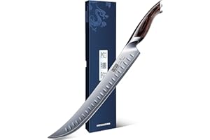 HOSHANHO Carving Slicing Knife, 12 Inch Japanese High Carbon Steel Brisket Knife with Ergonomic Pakkawood Handle, Razor Sharp Curved Butcher Breaking Knives for Meat Cutting