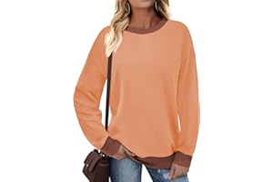 Cuptacc Sudaderas Mujer Jersey Escote Redondo Tops Manga Larga Mujer Sweatshirt De Canalé Camiseta Contraste De Colores