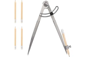 VADUDA 8 Inch Compass Maths Professional Compass Drawing Adjustable Pencil Compass Woodworking Compass Large Compass with 5Pcs Pencil for Carpenter Geometry Drawing Maths Drafting Scribing
