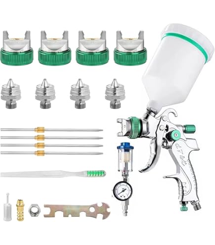 VONROC PRO Verfspuit Verfpistool HVLP Design 600ml Tank Incl. 3 Nozzles 2 10 Bar Uni Versele Euro Din 7 2mm Koppeling 1409512249