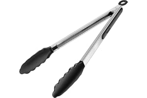 YC KITCHEN Pinze da cucina in silicone, 35 cm, manico in silicone resistente al calore, pinze in metallo, ideali per cucinare, grigliare