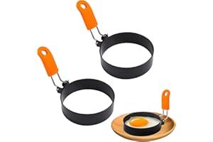 MALOUSUN 3 stampi per uova fritte, pancake, stampo per padella, stampo per pancake, anelli crumpet, uova fritte, teglia per uova fritte (arance)