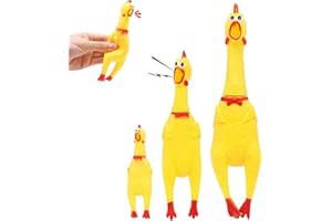 QSLKI 3 Stück Gummi Schreiend Hühner Spielzeug, Gelb Gummi Quietschen Hühner Spielzeug Neuheit und Dauerhaft Gummi Huhn Haustiere Schreien Spielhundegeschenk