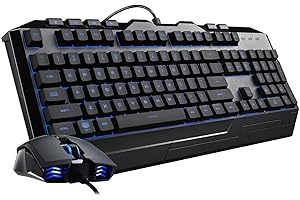 Cooler Master Devastator 3 Combo Clavier & Souris Gaming - AZERTY Français - Clavier à Membrane avec Rétroéclairage LED 7 Couleurs, Touches Multimédia Dédiées, Repose-Poignet, Souris Gaming MM110