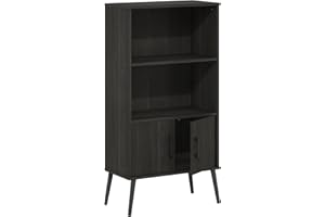 Furinno Claude Libreria in stile Mid Century con gambe in legno, Espresso