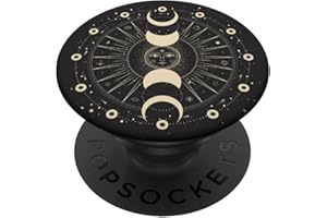 CJ GRIPS Phases du soleil et de la lune astrologie étoiles spatiales Noir PopSockets PopGrip Adhésif