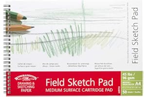 Winsor & Newton - Papel para dibujo, bloc grano medio, 96 gr, espiral, 50 hojas, A4