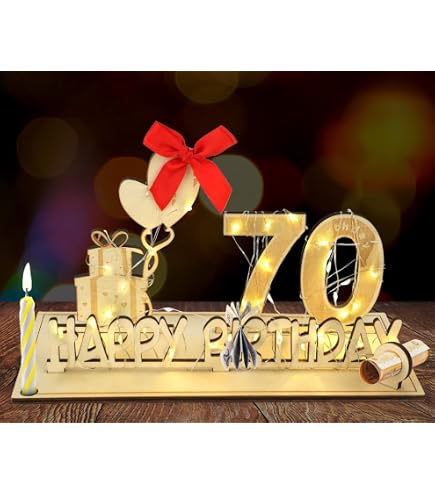 HOTUT Holz-Gästebuch Mit LED-Lichterkette – Personalisierbares Geldgeschenk Zum 60. Geburtstag