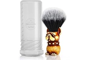 Rasierpinsel Vegan mit Reisedose Rasierset Classic Nylon Fibre Harzgriff Anbbas Größe Shaving Bürste (Knot 22mm) (Braun)