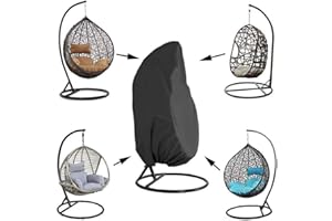 Knowing Hängesessel Abdeckung, Wasserdicht UV-beständig Schaukelstuhl Abdeckung, Terrasse Schaukelstuhl Abdeckung, für Gartenterrasse Freien Rattan Hängesessel Schaukel, Schwarz, 115 x 190 cm