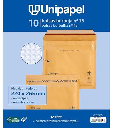 Caja 100 Sobres Acolchados Burbuja 220x265mm 15/e Marrones Gpack Kraft
