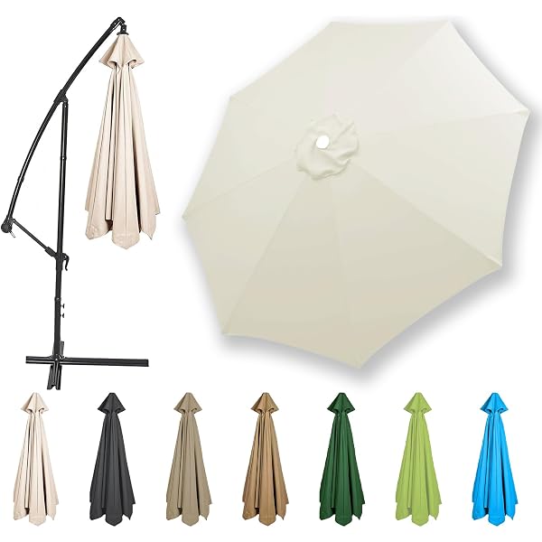 Toile De Parasol De Remplacement 3m 8 Baleines - Anti-UV 50+ Et Imperméable - Pour Parasol Déporté Jardin Terrasse