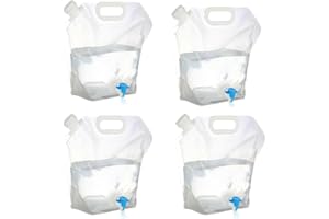 PENLIMLY Confezione da 4 contenitori per acqua pieghevoli, 5 l, con rubinetto, portatili, per sport all'aria aperta, escursionismo, campeggio, barbecue, picnic, viaggi