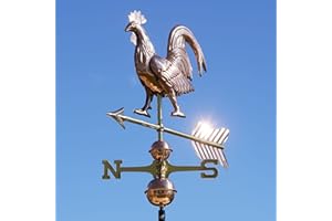 Linneborn 3D girouette Motif Coq en cuivre avec Support Universel. Indicateur de Direction du Vent Carillon éolien girouette pour Le Toit