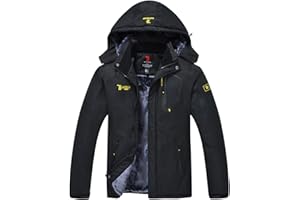 donhobo Men's Fleece Jacket Winter Waterproof Warm Ski Jackets Windproof Coat with Zip Pockets Hood