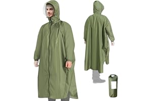 ANYOO Poncho de Pluie Imperméable Femmes Hommes avec Capuche Léger et Portable Manteau de pluie avec Manches Longues pour Randonnée Extérieure, Cyclisme, Taille unique