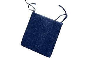 Artistic Fashionista Limited New Crushed Velvet Foam Chair Seat Pads Seat Cushions With Ties For Office Outdoor Kitchen Dining Room Patio Garden Chairs - Zipped Removable Velvet Cover (Navy Blue)