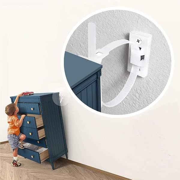 thumbnail interactive-video image 1 of 20-Piece No Drill Furniture Anchors - Adhesive Anti-Tip Straps For Baby Proofing Cabinets & Dressers 1 of 8
