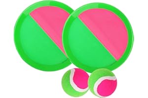 ORIGINAL CUP Ball Catch® Verde e Rosa| 2 Racchette con Graffio + 2 Palline | Gioco Estivo da Spiaggia per Bambini e Adulti | Giocattolo Stimolante | Pratico e Portatile | Giocattoli da Esterno | OriginalCorner®