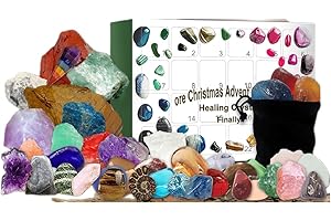 CACACOOK Kryształowy kalendarz adwentowy 2022, 24 dni Skały Kamienie Minerały i skamieliny Świąteczny kalendarz odliczający do nauki Kolekcja Ruda Świąteczny kalendarz adwentowy Świąteczne prezenty dla dzieci(A)
