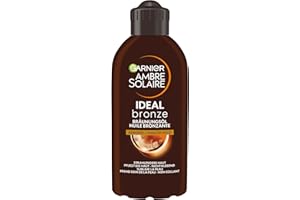‎GARNIER Garnier Bräunungsöl für vorgebräunte und dunkle Haut, Feuchtigkeitsspendendes Sonnenöl mit Kokosduft für intensive Bräune, Ambre Solaire Ideal Bronze, 1 x 200 ml
