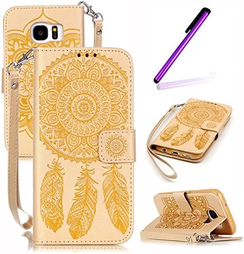 Samsung Galaxy S7 Edge Case,Galaxy S7 Edge Case,Samsung Galaxy S7 Edge Cover,EMAXELERS Samsung Galaxy S7 Edge Wallet Case Elegant Red Pink Rose Campanula Flower Pattern PU Leather Flip Protective Magnet Case Cover with Stand Card Holder for Samsung Galaxy S7 Edge with 1 x Stylus,Yellow Campanula Yellow Case