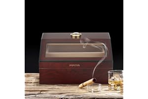 PIPITA Cigar Humidors, Cigar Box with Hygrometer and Humidifier, Cedar Wood Desktop Cigar Humidors for 40 Cigars (PD089)
