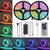 【Mehrere Lichteffekte】Mit der 44-Tasten Fernbedienung verfügt die LED Streifen über insgesamt 34 Grundfarben▶20 statische Farbe, 6 DIY-Modi, 2 Sprungmodi, 2 Überblendmodi, Auto und Blitzmodus, schnelles und langsames Blinken.