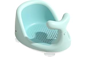 RUNQIN OUTDOOR Rutschfester Duschständer für Neugeborene, Ergonomischer Badering mit Rückenlehne, Angenehm Weiche Sitzfläche mit 4 Saugnäpfen, Baby Badewannensitz [ab 6 Monate] für Große Badewanne Dusche(Blau)