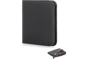 UNOSEKS Portafogli Small Furses for Women RFID Blocking, Slim Wallet Genuine Leather Compact Bi-Fold, 7 Card Wallet with Zipper Coin, Nero, Classico