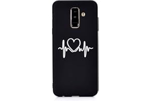 DiaryTown Kompatibel mit Samsung Galaxy A6 Plus 2018 Hülle Silikon,Galaxy A6 Plus 2018 Handyhüllen Weich Muster Schwarz Schutzhülle Cases Dünn Black TPU für Mädchen Frauen Jungen, Liebe