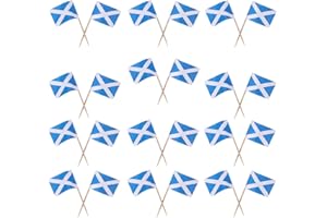 Amosfun 100pcs Scotland Flag Scottish Cupcake Toppers Picks Mini Stick Toothpick Flags Cocktail Picks Desert Fruit Picks for World Country Sports Party