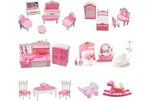 JOAASU Muebles Casa de Muñecas, 34 Piezas Mini Muebles de Casa de Muñecas, Juegos de Muebles en Miniatura, Juego de Muebles para Casas de Muñecas, Incluye Cocina, Sala, Dormitorio, Baño