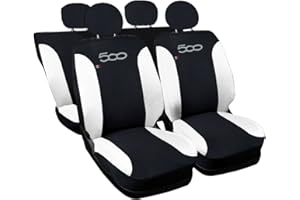‎AUTO ACCESSORI LUPEX Auto Accessori Lupex Autositzbezüge kompatibel mit Cinquecento 500, hergestellt in Italien, Polyestergewebe, (Schwarz – Weiß Modell 3)