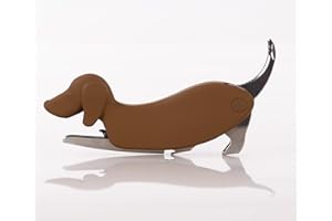 Qpractiko | Cavatappi a forma di cane | Acciaio inossidabile marrone, spirale in teflon antiaderente | Sistema a due tempi, lama e apribottiglie | Praticità per amanti del vino