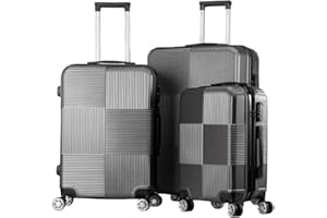 bestyks Valise de Voyage, Lot de 3 Rigide Valise à roulettes, Trolley Set de Valises, Serrure à Glissière Incluse, Rulettes 360°, Poignée Télescopique(Grise)