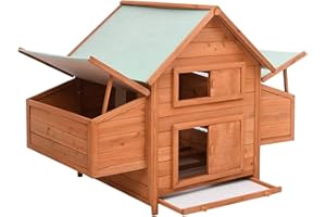 ADWOA Pollaio 152x96x110 cm in Legno Massello di Abete,Pollaio da Giardino Pollaio per Galline Ovaiole da Esterno con Casetta, Area di Corsa